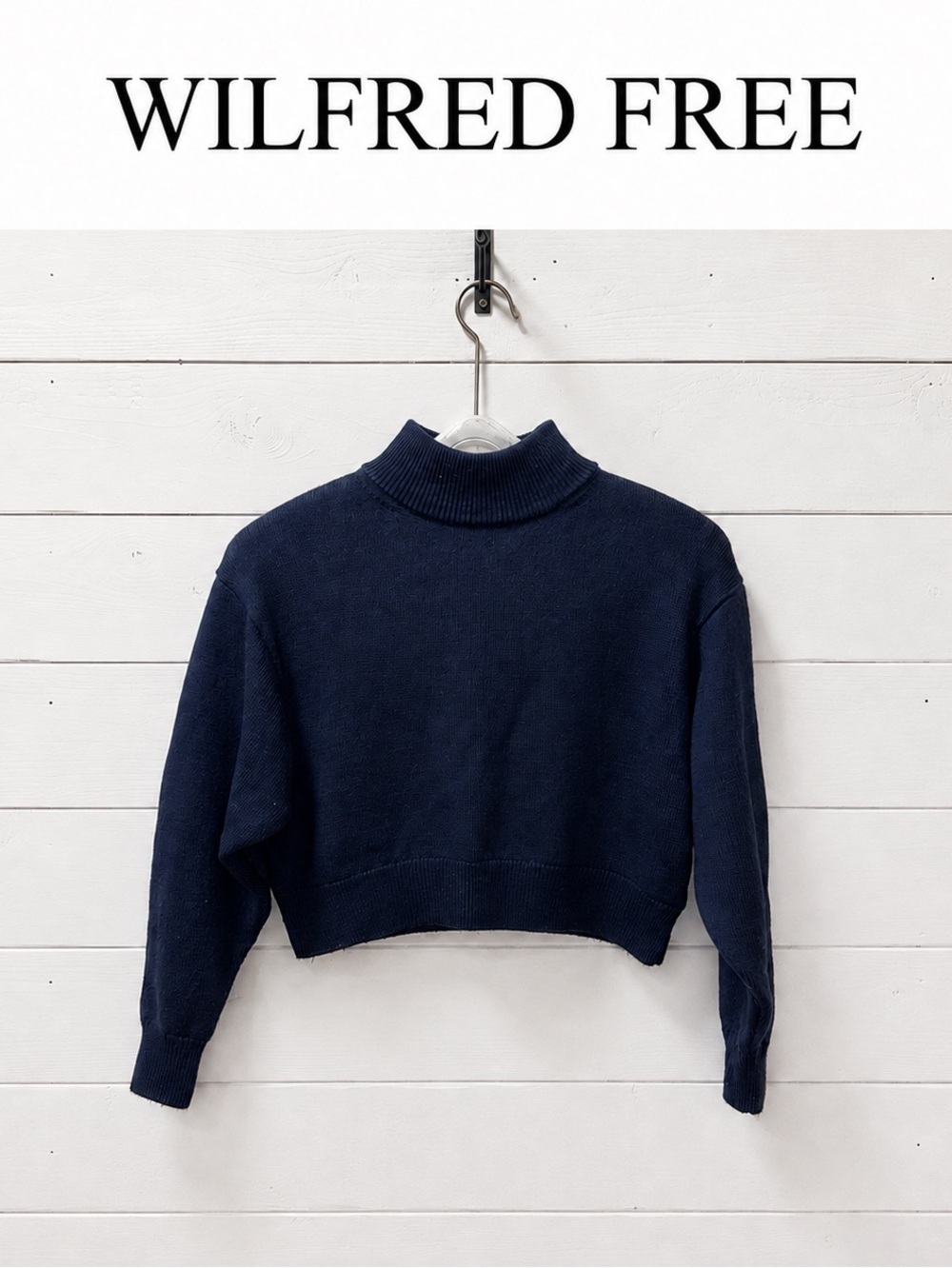 WILFRED FREE Cropped Turtleneck Sweater Navy Size S